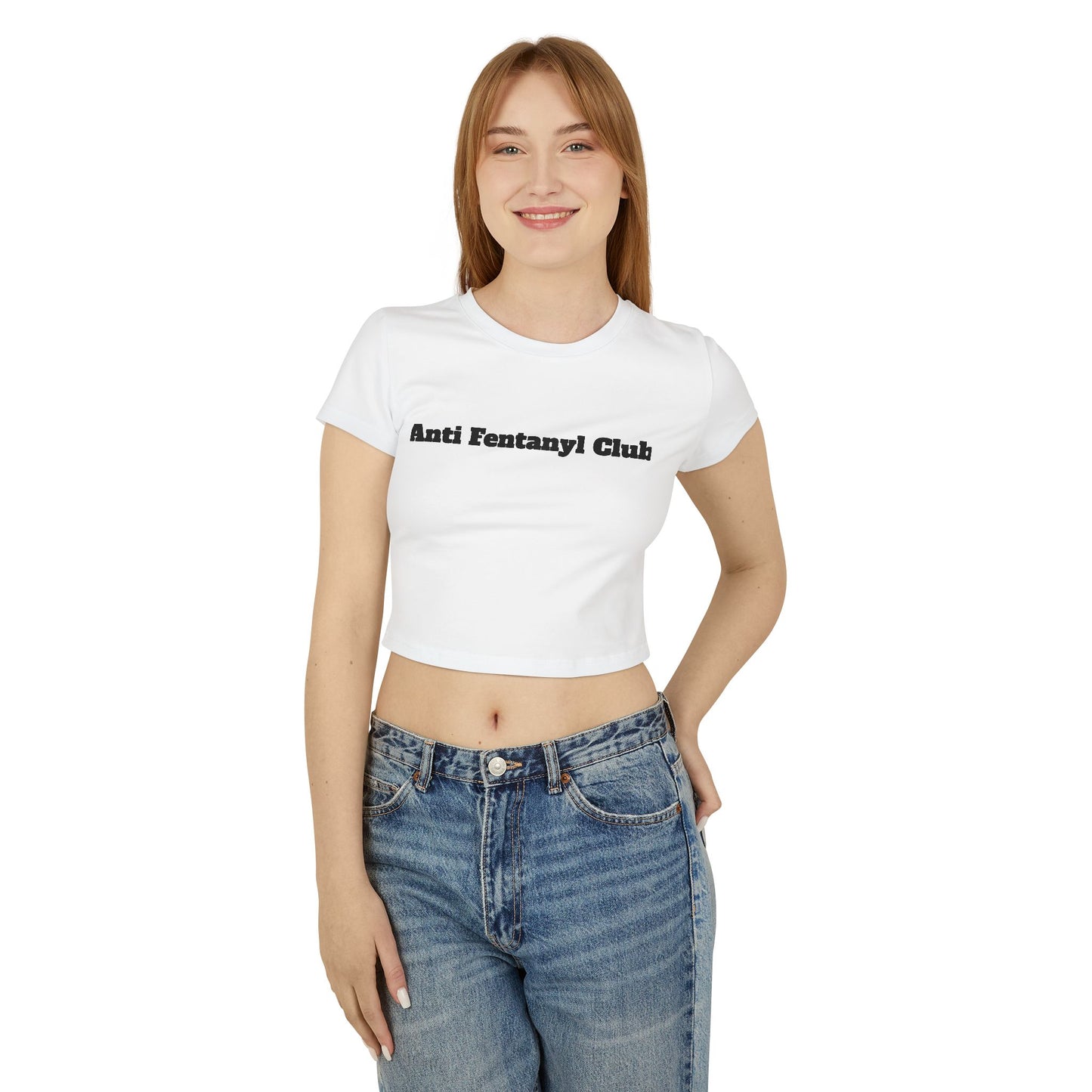 Women Crop Baby Tee 'Anti Fentanyl Club'